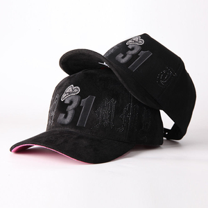 Chất Lượng Cao Unisex Da Lộn Tùy Chỉnh Thêu Logo 5 Bảng Điều Chỉnh Mũ Cho Nam Giới Mũ Bóng Chày Với Rhinestone Logo - Product Image 2