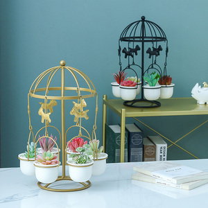 Nuevo Soporte Giratorio para Plantas con 6 Macetas de Cerámica para Suculentas, <span class=keywords><strong>Maceta</strong></span> Decorativa para Escritorio, <span class=keywords><strong>Maceta</strong></span> Colgante para Plantas, Cactus, Bonsái - Product Image 6