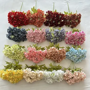 수국 꽃다발 독특한 꽃 판매 LONGXIANG 7 헤드 인공 웨딩 꽃 디자인 꽃 부케