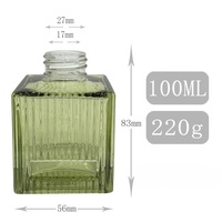 Bouteille diffuseur en verre côtelé carré vertical avec bouchon à vis, 100 ml, vide, pour parfum et aromathérapie, couleur personnalisée, vente en gros