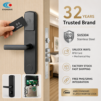 Cerradura de Puerta de Hotel con Estructura Segura de 5 Pernos, de Alto Impacto, con Banda Magnética SUS304 |   Para uso en B&B |   Certificado CE |   32 Años