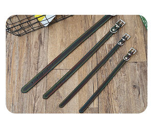 China Custom Gepersonaliseerde Lederen Verstelbare Koeienhuid Echt Lederen Hondenhalsband - Product Image 5