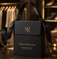 Boîte cadeau de luxe noire et rose personnalisée, écologique, avec poignée en ruban gaufré, pour boutiques, bijoux, foulards et emballages alimentaires