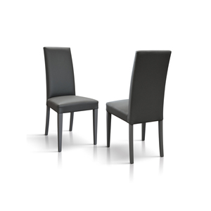 Juego de 2 sillas Andrea, sillas de comedor de interior con base de metal y cuero ecológico gris - Product Image 2