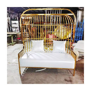 Doğrudan satış paslanmaz çelik kuş kafesi kanepe mobilya yuvarlak düğün düzenleme töreni anlamda gelin ve damat taht sandalye - Product Image 6