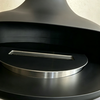 Cheminée suspendue sphérique à bois, cheminée de plafond rotative ronde UFO à flamme réelle, taille personnalisée OEM