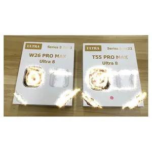 W26 pro max ultra 8 с двумя наушниками, 1,44 "маленький экран w26 pro max ultra, дешевые 2 в 1 t55 pro max ultra с двумя наушниками