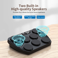 Batería Electrónica Portátil Konix Midi Digital de Silicona Multifuncional con Pad de Batería Sensible a la Fuerza y Doble Bocina para Jazz