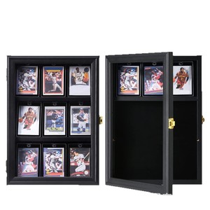 Sports Card <b>Display</b> <b>Case</b> <b>Wall</b> Mounted 9 Slot Black Frame With Lock For Collectible Trading Cards And Memorabilia - Product Image 5