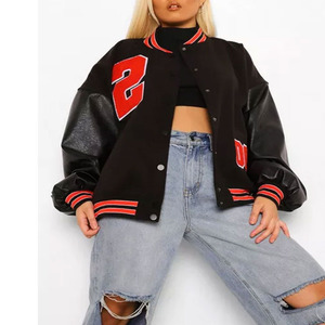 Chaqueta universitaria Letterman de béisbol personalizada para mujer al por mayor, chaqueta universitaria recortada de alta calidad para mujer, chaquetas universitarias de otoño - Product Image 1