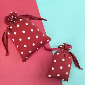 Bolsas de Regalo de Lona Reciclable Rojas Personalizadas con Logotipo, Bolsa de Almacenamiento con Cordón Interior para Guardar Cosméticos, Bodas - Product Image 1