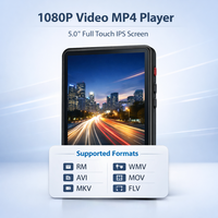 Nouveau lecteur MP4 portable WiFi Android 8.1 de 5 pouces avec 2 Go/16 Go, son HiFi, écran tactile complet, caméra, emplacement pour carte TF et haut-parleur intégré