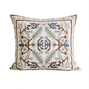 French Modern Vintage Linen Cotton Print <b>Sofa</b> Cushion <b>Cover</b> Floral Tassels Fringe Throw Pillow Case Living Room Decor Hotel - Product Image 3