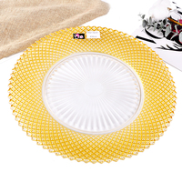 Assiette de Présentation en Verre Doré de Luxe Écologique, Style Américain Moderne, Design Texturé, pour Mariages, Fêtes et Événements, Personnalisable en Gros