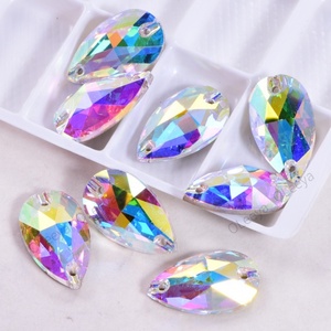 OLeeya Factory Wholesale Teardrop Top 5A Bevel Glass Flat <b>Back</b> Sewing <b>Drop</b> Crystal AB Sew on Rhinestones for Garment Accessories - Product Image 4