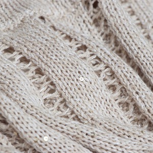 เสื้อสเวตเตอร์ถักคอวีทรงกลมสีแอพริคอตแบบสั่งทำพิเศษ, เสื้อถักลินินแบบร่องลายฉลุสำหรับผู้หญิงขายส่ง - Product Image 6