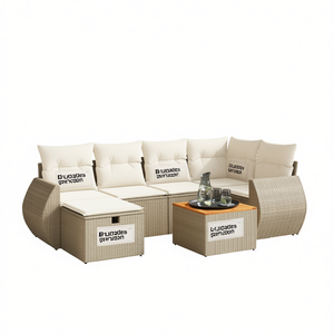 Conjunto de Sofás de Jardín Bündes de 4 Plazas, Muebles de Ratán para Exteriores con Almacenamiento, Diseño Contemporáneo - Product Image 1