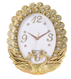 Crystal Diamond <b>Modern</b> Single Face Quartz <b>Wall</b> <b>Clock</b> Home Decor Luxury Peacock Design for Living Room Plastic - Product Image 1