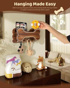 Support <span class=keywords><strong>mural</strong></span> pour laisse de chien style ferme, organisateur d'accessoires pour chien et <span class=keywords><strong>porte</strong></span>-clés en forme d'os pour chien - Product Image 3