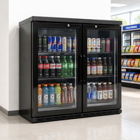 Réfrigérateur à boissons avec double porte vitrée pour comptoir de bar, refroidissement par air, idéal pour hôtels et restaurants