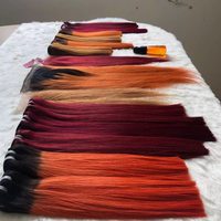 Pas cher 12A grade brut Vitename Highlight 99j Rouge Ombre Blonde Os Droite Super Double Dessiné Extension de faisceaux de cheveux humains