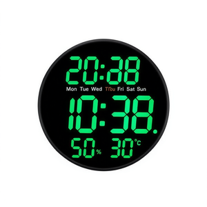 Digital Wall Clock With Temperature Humidity Display Led Indoor Large <b>Screen</b> Round Clock For Home Office <b>Bedroom</b> - Product Image 2