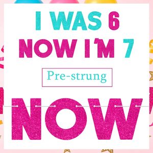 Banner de Papel con Purpurina Rosa Intenso y Verde Azulado para Niñas, Decoración para Fiesta de Cumpleaños de 7 Años, Tema <span class=keywords><strong>Meme</strong></span>, 'Ya no soy 6, ahora soy 7' - Product Image 5