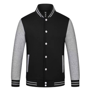 Giacca da baseball in cotone 100% felpa personalizzata a maniche lunghe con abiti da lavoro in velluto con logo stampato - Product Image 4