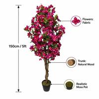 Promo! Pohon Bougainvillea Artifisial 150cm/5ft Batang Kayu Alami Bunga Beraneka Warna Tanaman Palsu Besar Dekorasi Hotel & Rumah
