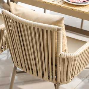 AJUNION Juego de comedor para exteriores de 7 piezas, marco de aluminio, mesa de comedor de madera de plástico, sillones de cuerda tejidos a mano, muebles de comedor de jardín - Product Image 4