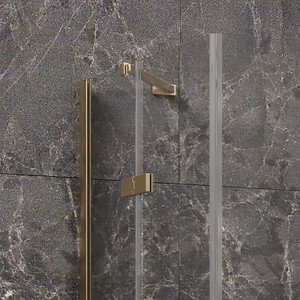 Kamalu KT1000G custodia doccia satinata oro 130x140 vassoio rettangolare 8mm doppio incernierato in alluminio senza cornice impermeabile per il bagno - Product Image 6