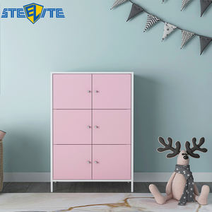 Armadio per Bambini dal <span class=keywords><strong>Design</strong></span> Moderno, Mobile in Acciaio Colorato, Armadietto a 6 Ante per Camera da Letto - Product Image 3