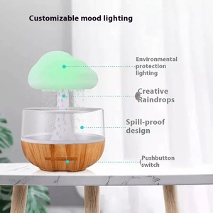 Humidificador de nubes degradadas y gotas de lluvia, luces coloridas, difusor de aceite esencial, enchufe de EE. UU. Para la atmósfera del hogar, calidad del sueño - Product Image 3