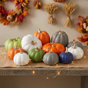 Citrouilles en céramique de tailles variées, colorées, pour décoration intérieure, fête de Pâques - Product Image 1