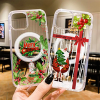 Coque de téléphone rigide transparente magnétique Merry Christmas Uv Print pour iPhone 16 Pro Max