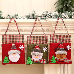 Nuevo producto transfronterizo: Bolsa de regalo navideña de terciopelo a cuadros, bolsa para dulces, bolsa para manzanas, decoración navideña. - Product Image 2