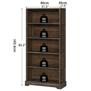 Solid Wood Floor Standing Bookcase Five Layer <b>Storage</b> <b>Cabinet</b> For Living Room <b>Bedroom</b> Home Office - Product Image 5