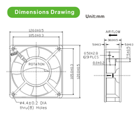 Ventilateur de refroidissement axial à 5 lames, livraison gratuite, YAH1238B2, 120mm ac 220v
