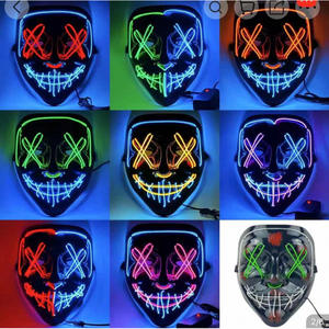 Masque de Fête Lumineux d'Halloween Mots Noirs Masques Led d'Halloween PVC Plastique Lumières LED Masque d'Horreur Accessoires Luminescents - Product Image 2