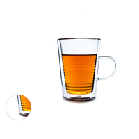 Samyo Verres à boire à isolation thermique à double paroi Tasses à café pour latte cappuccino Espresso Tasses à thé en verre avec tasse en céramique