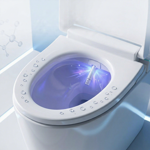Toilette intelligente monobloc sans réservoir avec bidet intégré, chasse d'eau à capteur <span class=keywords><strong>de</strong></span> pied, siège chauffant, télécommande incluse, compatible S-Trap et P-Trap - Product Image 2