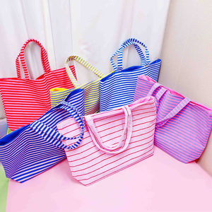 Custom 20 Inch Purple Stripe Terry <b>Towel</b> Beach Bags Cotton Travel Shoulder Bag Portable Women Shopping Bag For Outdoor - Product Image 6