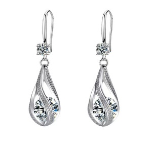 Orecchini pendenti a goccia con pietra intarsiata a torsione, eleganti gioielli di moda da donna - Product Image 1