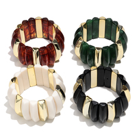 Dernière tendance européenne et américaine Bracelet de perles de couleur mélangée Bracelet élastique acrylique d'espacement CCB plaqué or écologique Cadeau