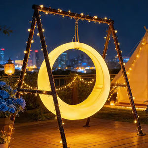 Chaise suspendue lumineuse à LED à 16 couleurs changeantes, balançoires <span class=keywords><strong>de</strong></span> jardin, meubles <span class=keywords><strong>de</strong></span> patio, lampe décorative extérieure en forme <span class=keywords><strong>de</strong></span> <span class=keywords><strong>demi</strong></span>-<span class=keywords><strong>lune</strong></span> pour bar - Product Image 1