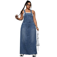 Robes en jean tendance pour femmes grandes tailles, robe en jean décontractée à bretelles spaghetti, robe maxi d'été 2026