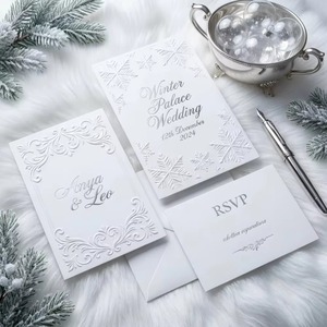 Invitación de Boda Personalizada con Copo de Nieve Azul Hielo en Relieve 3D, Tarjeta de Confirmación de Asistencia, Tarjeta para Guardar la Fecha, Sobre para Ceremonia de Boda Invernal - Product Image 3
