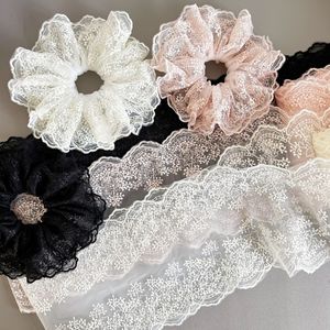 12cm Wide Floral Lace Trim DIY <strong>Large</strong> <strong>Bow</strong> Material White Milk Silk Handmade Hair Accessories Mesh Embroidery - Product Image 3