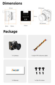 NOUVEAU RunCam Phoenix 2 SPV4 Caméra DC 5-36V Rapport d'écran 4:3/16:9 7.5g 19*19*21mm Vision nocturne - Product Image 5