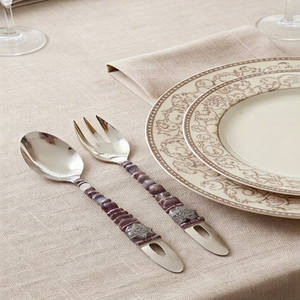 Elegant Stainless Steel Flatware Set With <b>Beaded</b> Handles Dishwasher Safe For Wedding And Tableware Use - Product Image 1